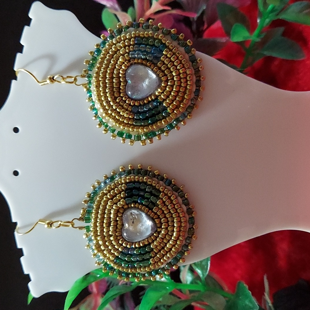 Handmade beaded round women earrings